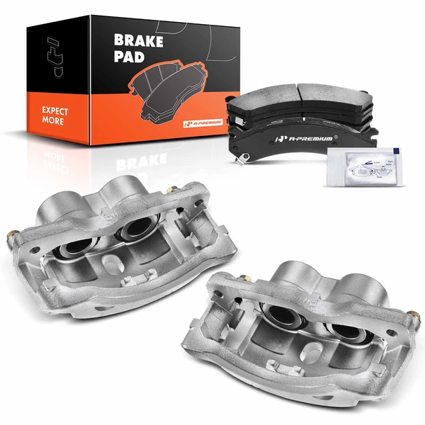 6-PC Brake Caliper + Brake Pad, Front Driver & Passenger, 2-Piston, A-Premium APBC3673