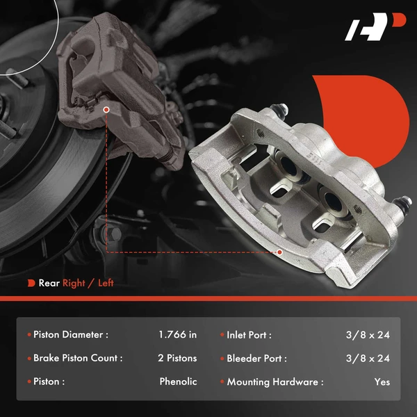 6-PC Brake Caliper + Brake Pad, Rear Driver & Passenger, 2-Piston, A-Premium APBC4005