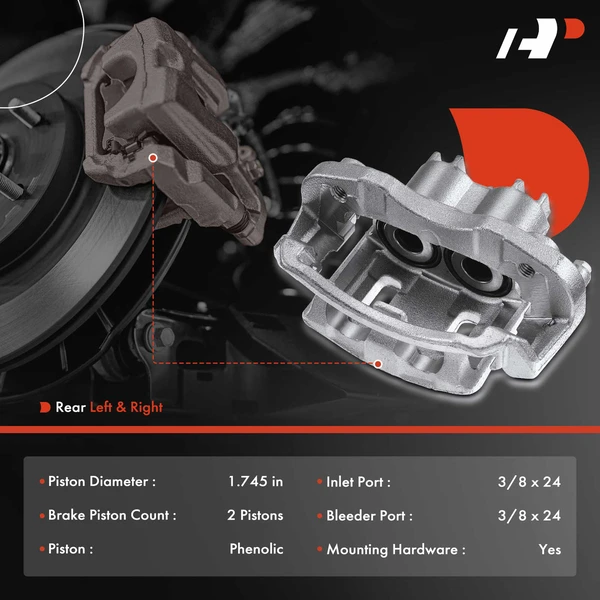 4-PC Brake Caliper, Front & Rear, 2-Piston, A-Premium APBC3907