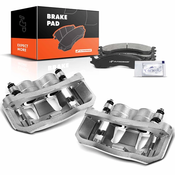 6-PC Brake Caliper + Brake Pad, Front Driver & Passenger, 2-Piston, A-Premium APBC3689