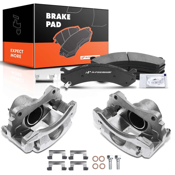 6-PC Brake Caliper + Brake Pad, Front Driver & Passenger, 1-Piston, A-Premium APBC3906