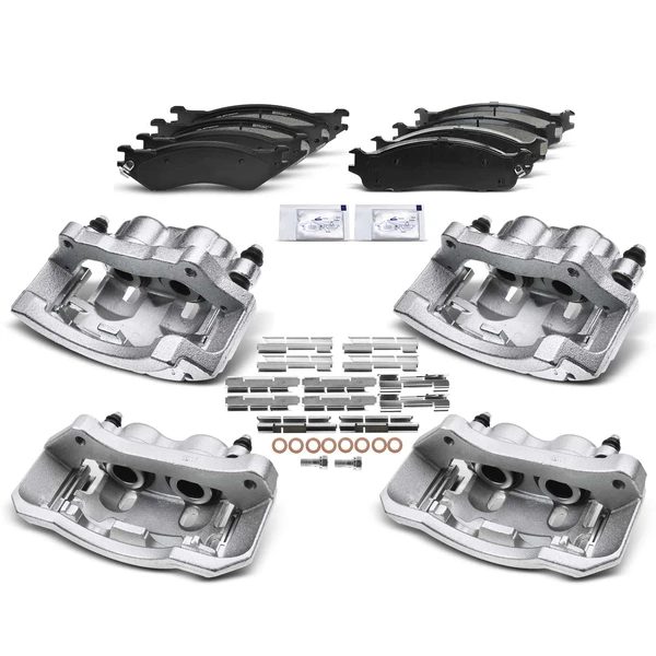 12-PC Brake Caliper + Brake Pad, Front & Rear, 2-Piston, A-Premium APBC3553