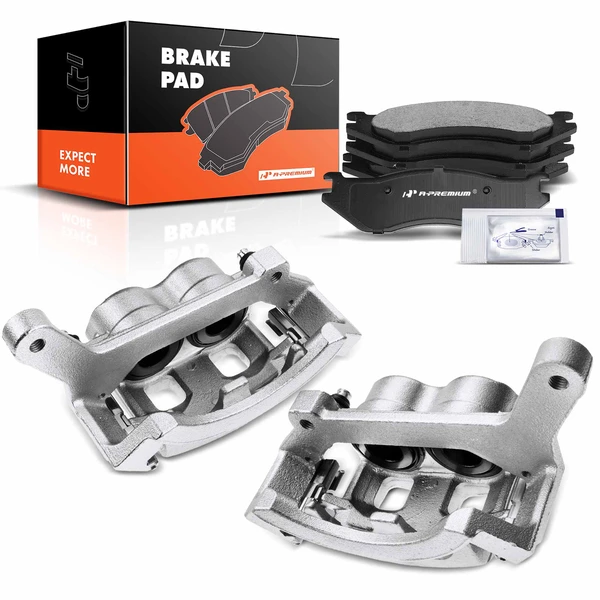 6-PC Brake Caliper + Brake Pad, Front Driver & Passenger, 2-Piston, A-Premium APBC3661
