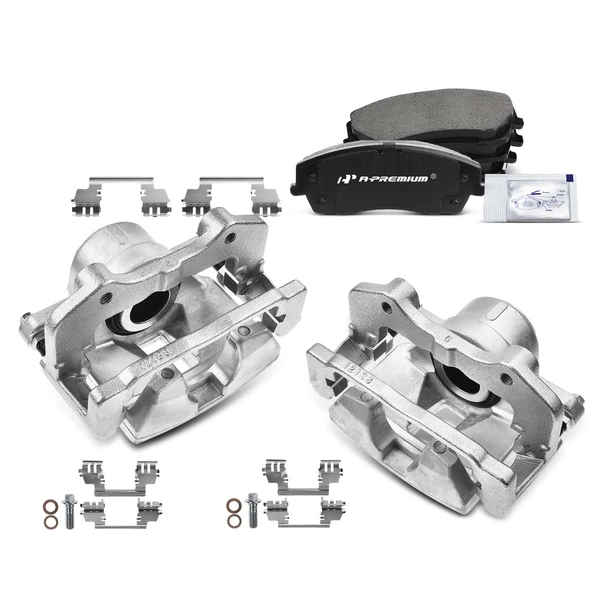 6 Pcs Front Brake Calipers & Ceramic Brake Pads for 2005-2011 Chrysler 300