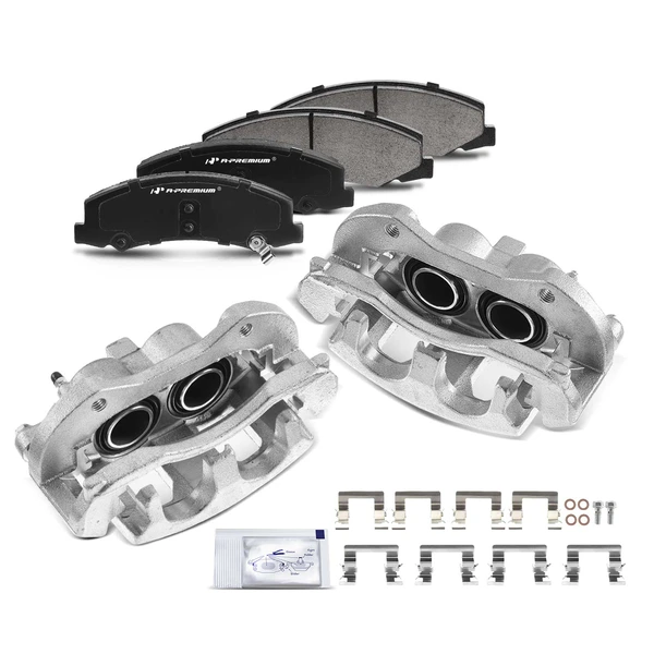 6-PC Brake Caliper + Brake Pad, Front Driver & Passenger, 2-Piston, A-Premium APBC3696