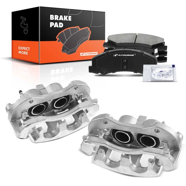 6-PC Brake Caliper + Brake Pad, Front Driver & Passenger, 2-Piston, A-Premium APBC3696