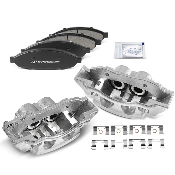 6-PC Brake Caliper + Brake Pad, Front Driver & Passenger, 2-Piston, A-Premium APBC3680
