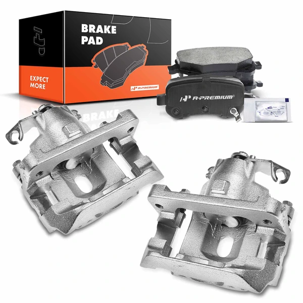 6-PC Brake Caliper + Brake Pad, Rear Driver & Passenger, 1-Piston, A-Premium APBC3691