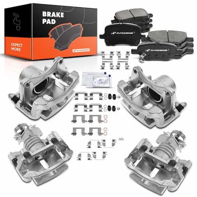 12 Pcs Front & Rear Brake Calipers & Ceramic Brake Pads