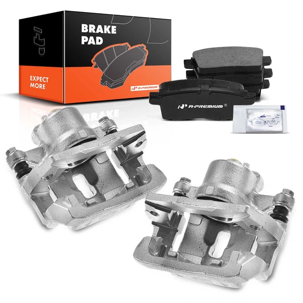 6-PC Brake Caliper + Brake Pad, Rear Driver & Passenger, 1-Piston, A-Premium APBC3701
