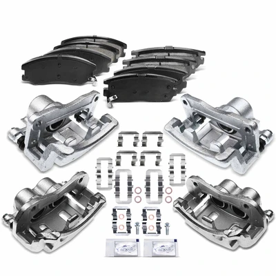 12 Pcs Front & Rear Brake Calipers & Ceramic Brake Pads