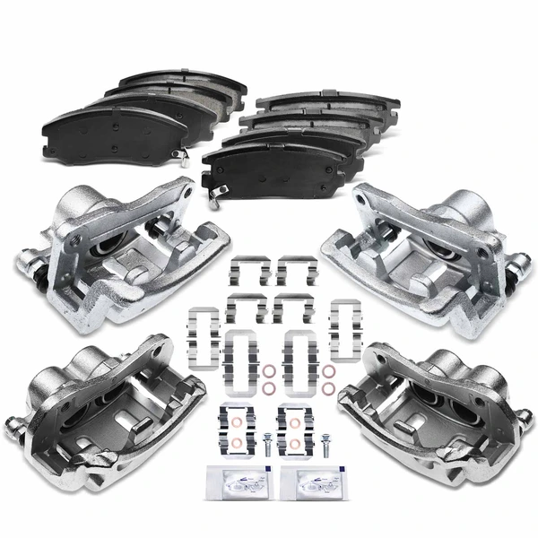 12-PC Brake Caliper + Brake Pad, Front & Rear, 2-Piston (Front); 1-Piston (Rear), A-Premium APBC3559