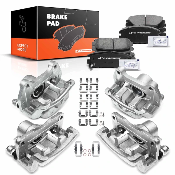 12-PC Brake Caliper + Brake Pad, Front & Rear, 1-Piston, A-Premium APBC3632