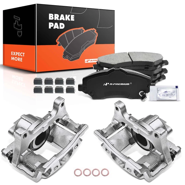 6-PC Brake Caliper + Brake Pad, Front Driver & Passenger, 1-Piston, A-Premium APBC3908
