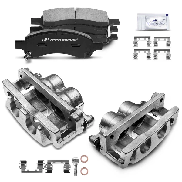 6-PC Brake Caliper + Brake Pad, Front Driver & Passenger, 2-Piston, A-Premium APBC3775
