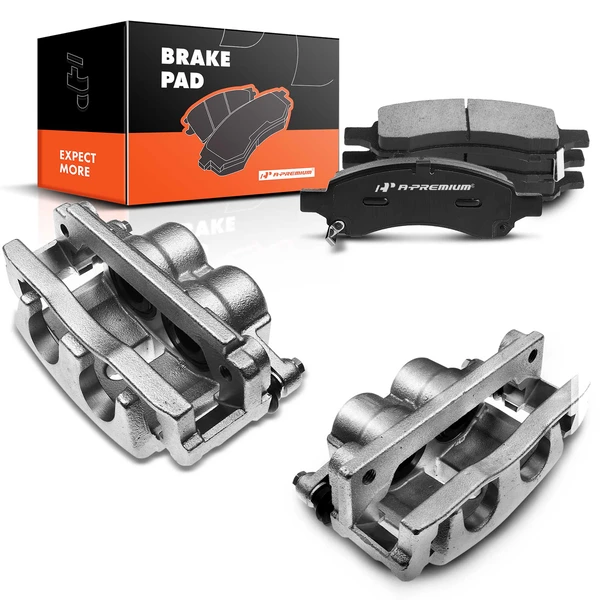 6-PC Brake Caliper + Brake Pad, Front Driver & Passenger, 2-Piston, A-Premium APBC3775