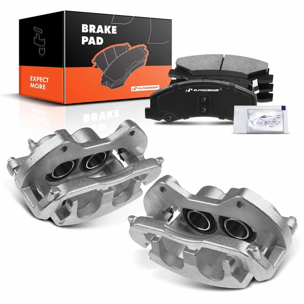 6-PC Brake Caliper + Brake Pad, Front Driver & Passenger, 2-Piston, A-Premium APBC3698