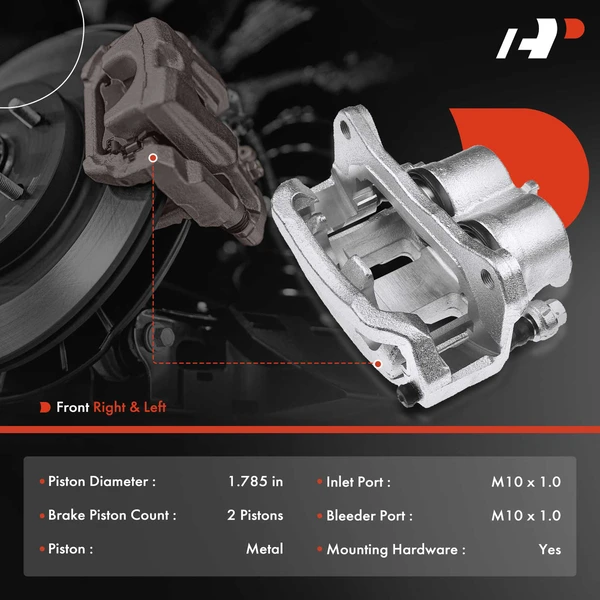 4-PC Brake Caliper, Front & Rear, 2-Piston (Front); 1 Piston (Rear), A-Premium APBC3699