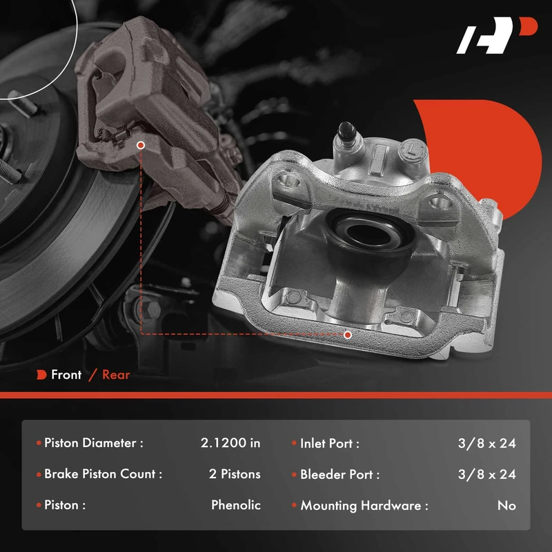 6-PC Brake Caliper + Brake Pad, Rear Driver & Passenger, 2-Piston, A-Premium APBC3819