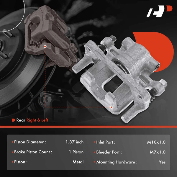 6-PC Brake Caliper + Brake Pad, Rear Driver & Passenger, 1-Piston, A-Premium APBC3917