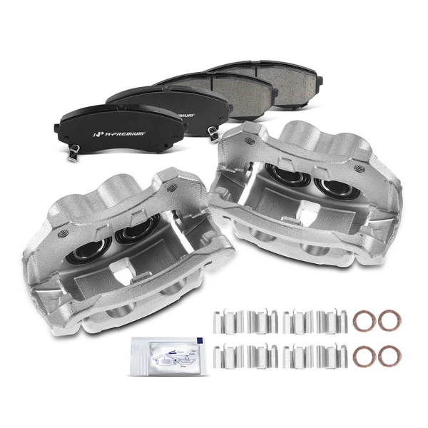 6 Pcs Front Brake Calipers & Ceramic Brake Pads for 2008-2014 Cadillac CTS