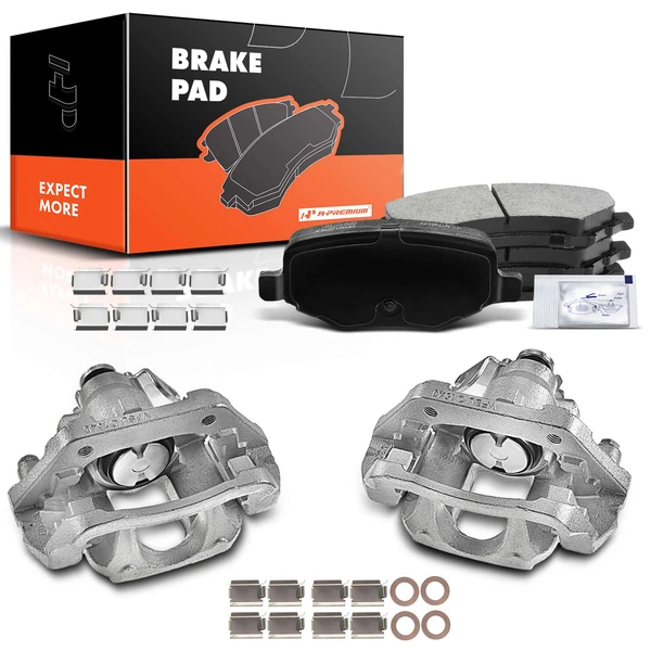 6-PC Brake Caliper + Brake Pad, Rear Driver & Passenger, 1-Piston, A-Premium APBC3909