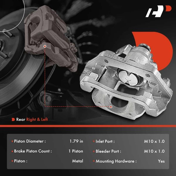 6-PC Brake Caliper + Brake Pad, Rear Driver & Passenger, 1-Piston, A-Premium APBC3909