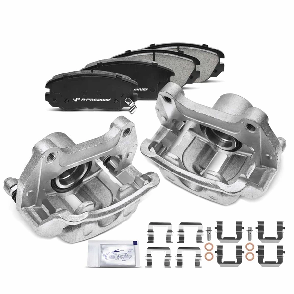 6-PC Brake Caliper + Brake Pad, Front Driver & Passenger, 1-Piston, A-Premium APBC3712
