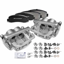 6 Pcs Front Brake Calipers & Ceramic Brake Pads for 2011-2012 Ford F-350 Super Duty