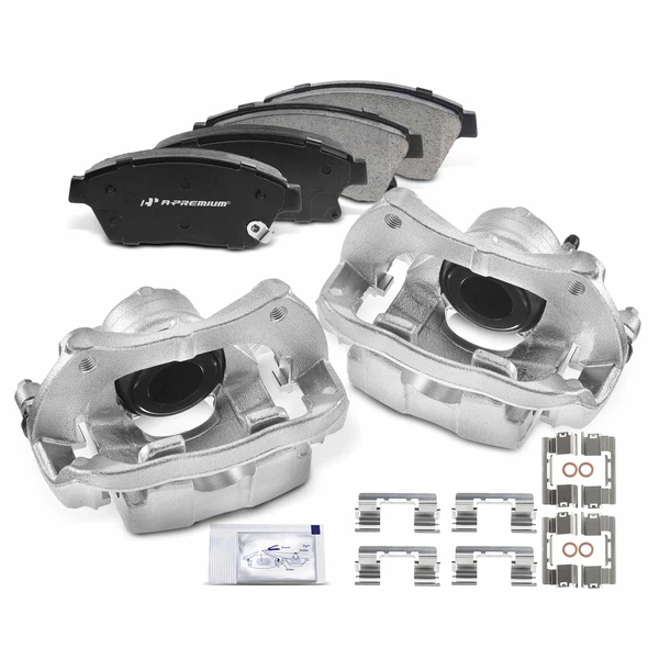 6-PC Brake Caliper + Brake Pad, Front Driver & Passenger, 1-Piston, A-Premium APBC3714