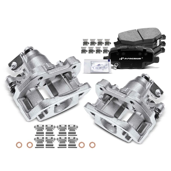 6 Pcs Rear Brake Calipers & Ceramic Brake Pads for 2014-2018 Ford Special Service Police Sedan