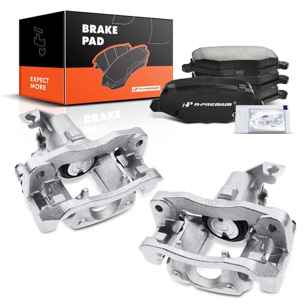 6-PC Brake Caliper + Brake Pad, Rear Driver & Passenger, 1-Piston, A-Premium APBC3717
