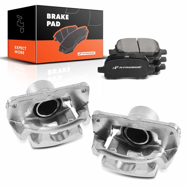 6-PC Brake Caliper + Brake Pad, Front Driver & Passenger, 1-Piston, A-Premium APBC3722