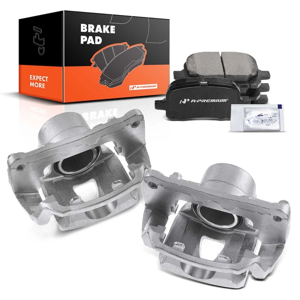 6-PC Brake Caliper + Brake Pad, Front Driver & Passenger, 1-Piston, A-Premium APBC3723