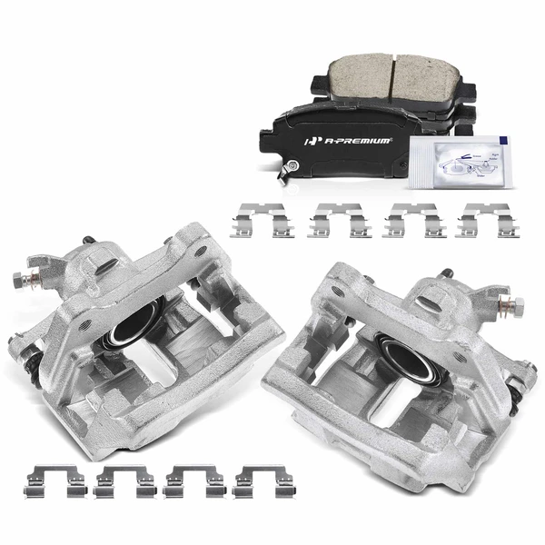 6-PC Brake Caliper + Brake Pad, Front Driver & Passenger, 1-Piston, A-Premium APBC3724