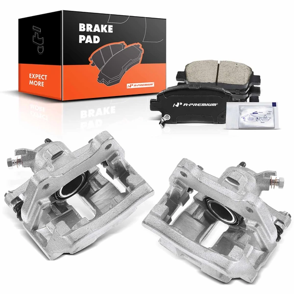 6-PC Brake Caliper + Brake Pad, Front Driver & Passenger, 1-Piston, A-Premium APBC3724