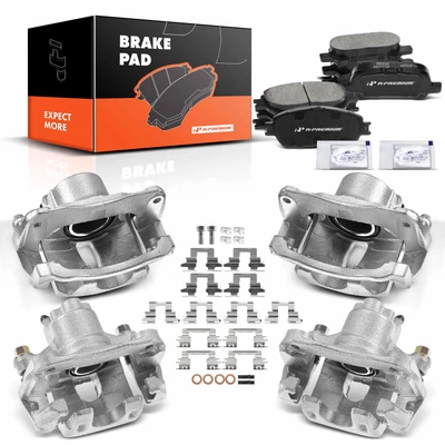 12 Pcs Front & Rear Brake Calipers & Ceramic Brake Pads