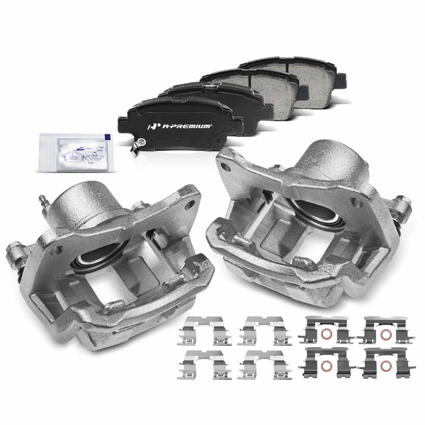 6-PC Brake Caliper + Brake Pad, Front Driver & Passenger, 1-Piston, A-Premium APBC3729