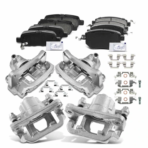 12-PC Brake Caliper + Brake Pad, Front & Rear, 1-Piston, A-Premium APBC3647