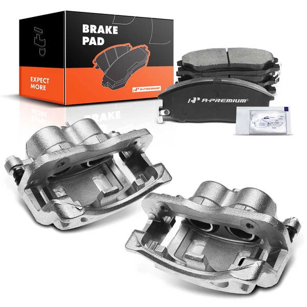 6-PC Brake Caliper + Brake Pad, Front Driver & Passenger, 2-Piston, A-Premium APBC3728
