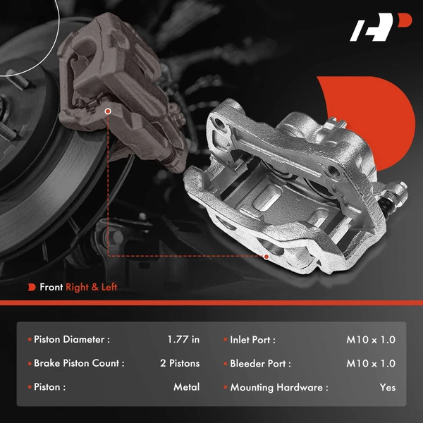 4-PC Brake Caliper, Front & Rear, 2-Piston (Front); 1 Piston (Rear), A-Premium APBC3731
