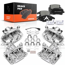 12 Pcs Front & Rear Brake Calipers & Ceramic Brake Pads for 2009-2010 Volkswagen Eos