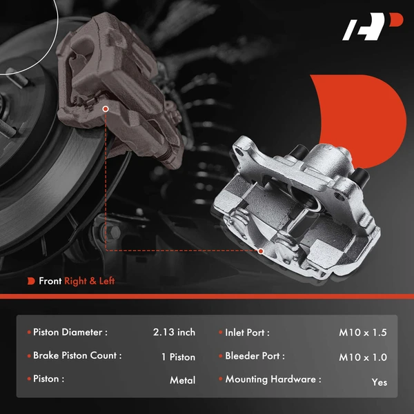 6-PC Brake Caliper + Brake Pad, Front Driver & Passenger, 1-Piston, A-Premium APBC4326