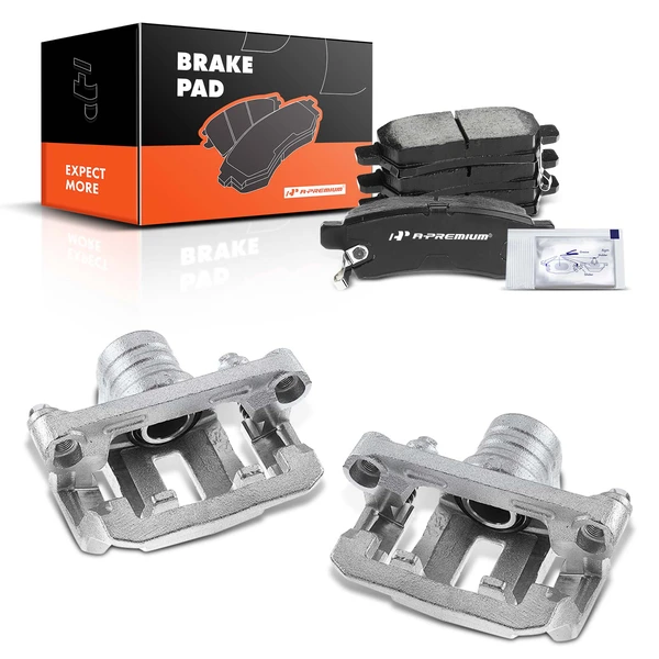 6-PC Brake Caliper + Brake Pad, Rear Driver & Passenger, 1-Piston, A-Premium APBC3737