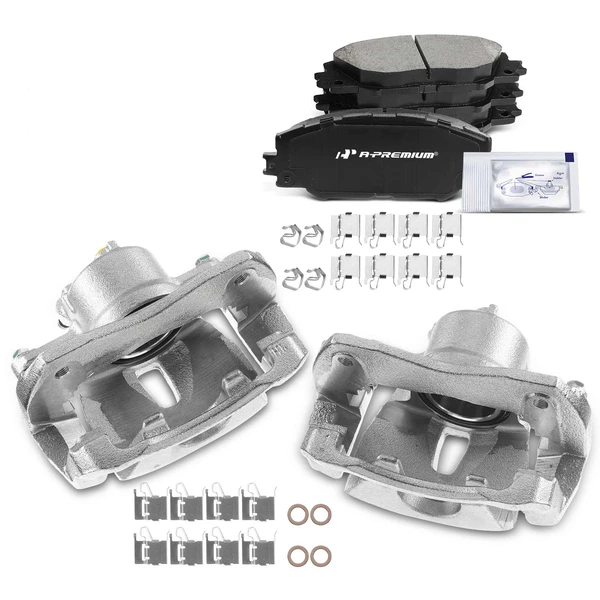 6-PC Brake Caliper + Brake Pad, Front Driver & Passenger, 1-Piston, A-Premium APBC3739