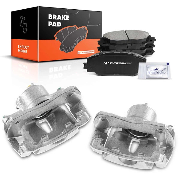 6-PC Brake Caliper + Brake Pad, Front Driver & Passenger, 1-Piston, A-Premium APBC3739