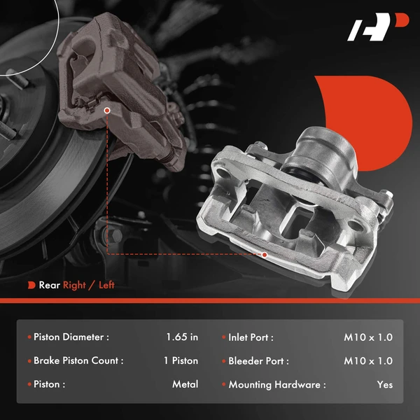 6-PC Brake Caliper + Brake Pad, Rear Driver & Passenger, 1-Piston, A-Premium APBC3939
