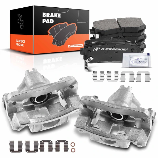 6-PC Brake Caliper + Brake Pad, Rear Driver & Passenger, 1-Piston, A-Premium APBC3657