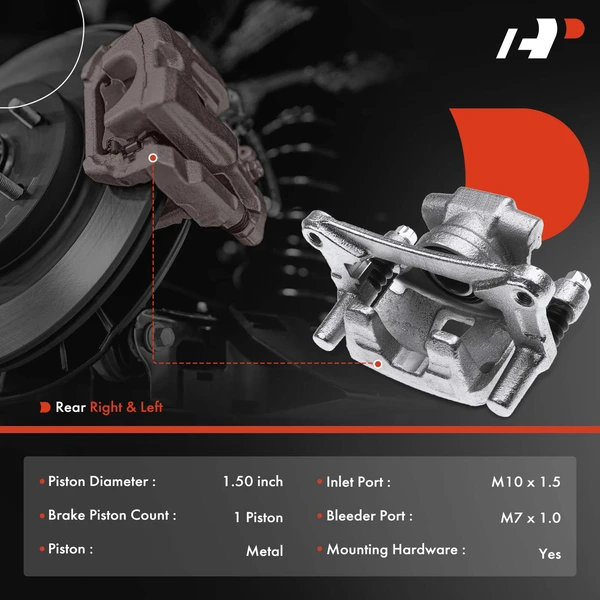 6-PC Brake Caliper + Brake Pad, Rear Driver & Passenger, 1-Piston, A-Premium APBC3940