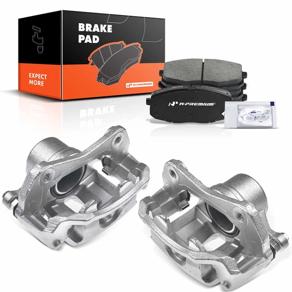 6-PC Brake Caliper + Brake Pad, Front Driver & Passenger, 1-Piston, A-Premium APBC3745